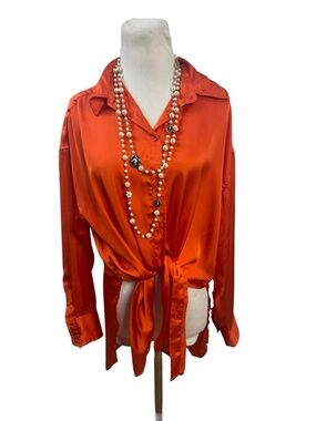 H&M Orange Silky Dress Blouse